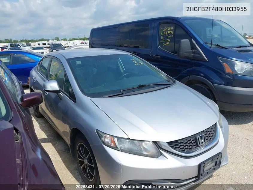 2013 Honda Civic Lx VIN: 2HGFB2F48DH033955 Lot: 20268431