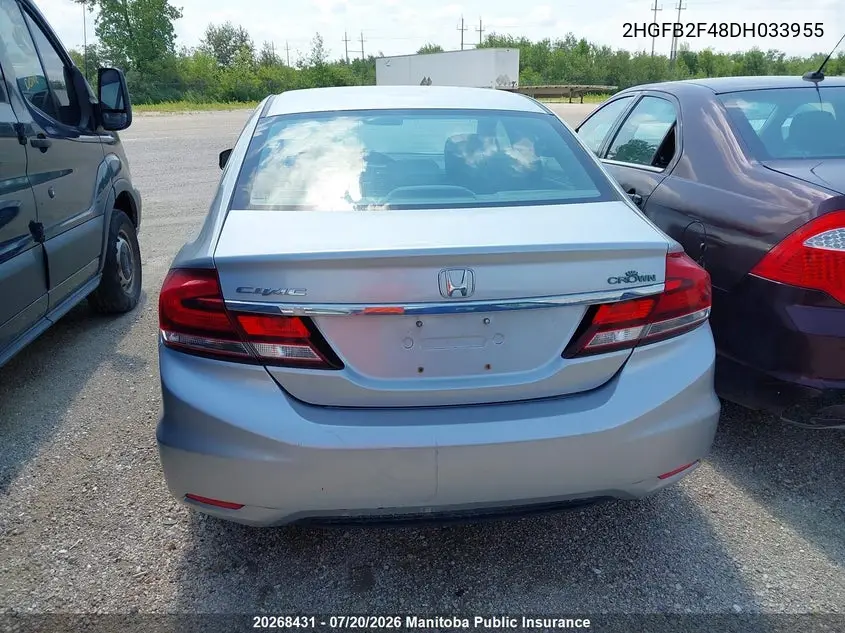 2013 Honda Civic Lx VIN: 2HGFB2F48DH033955 Lot: 20268431