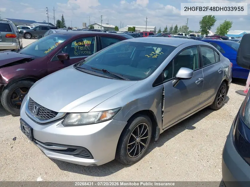 2013 Honda Civic Lx VIN: 2HGFB2F48DH033955 Lot: 20268431