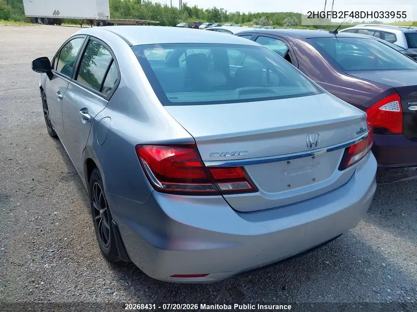 2013 Honda Civic Lx VIN: 2HGFB2F48DH033955 Lot: 20268431