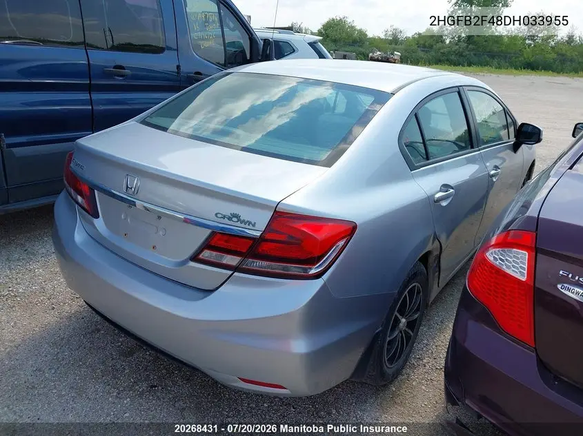 2013 Honda Civic Lx VIN: 2HGFB2F48DH033955 Lot: 20268431