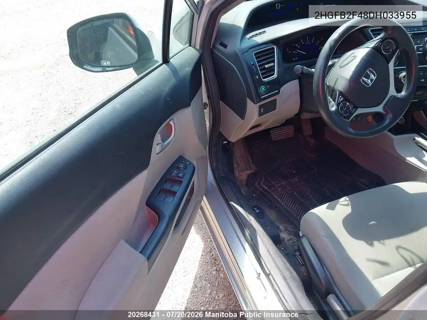 2013 Honda Civic Lx VIN: 2HGFB2F48DH033955 Lot: 20268431