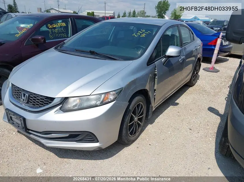 2013 Honda Civic Lx VIN: 2HGFB2F48DH033955 Lot: 20268431