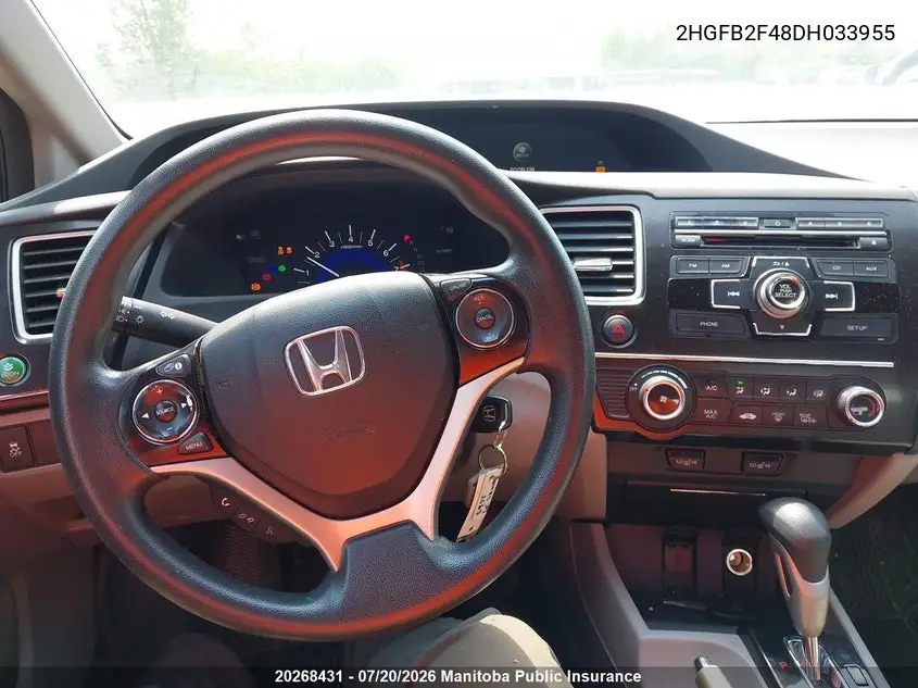 2013 Honda Civic Lx VIN: 2HGFB2F48DH033955 Lot: 20268431