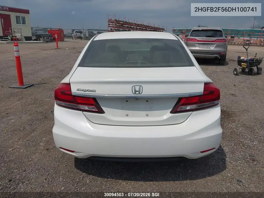 2013 Honda Civic Lx VIN: 2HGFB2F56DH100741 Lot: 30094503