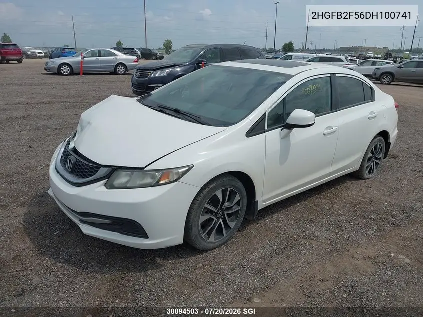 2013 Honda Civic Lx VIN: 2HGFB2F56DH100741 Lot: 30094503