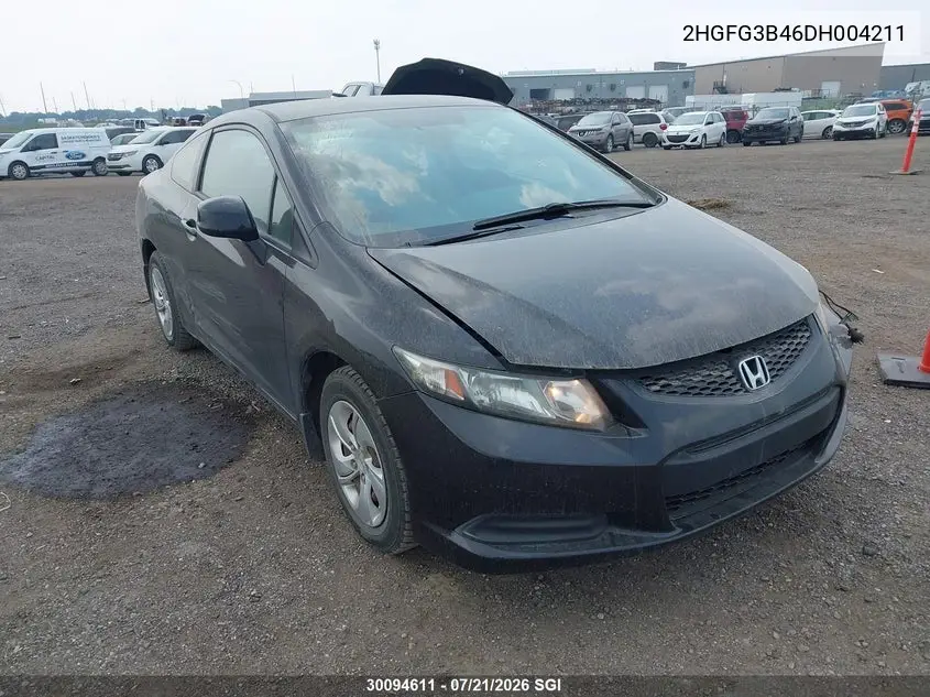 2013 Honda Civic Lx VIN: 2HGFG3B46DH004211 Lot: 30094611