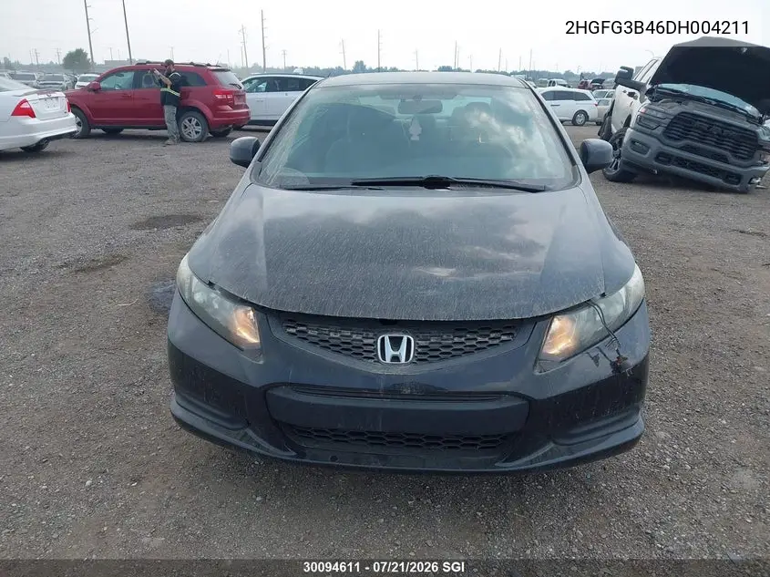 2013 Honda Civic Lx VIN: 2HGFG3B46DH004211 Lot: 30094611
