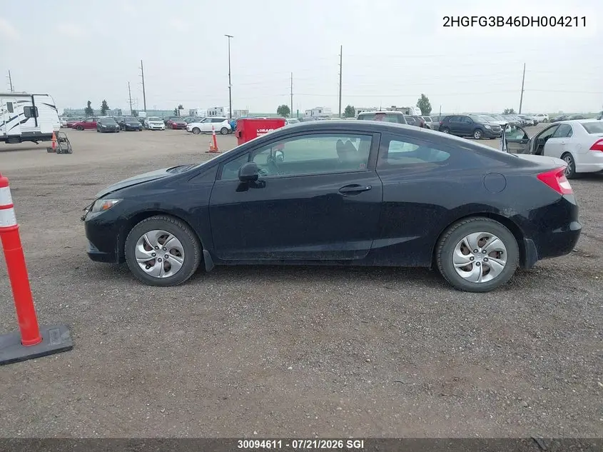 2013 Honda Civic Lx VIN: 2HGFG3B46DH004211 Lot: 30094611