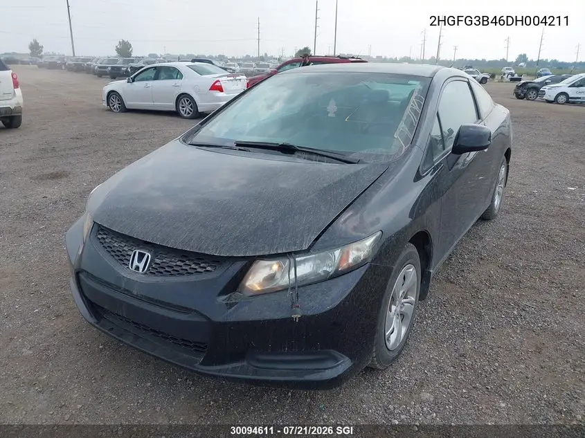 2013 Honda Civic Lx VIN: 2HGFG3B46DH004211 Lot: 30094611