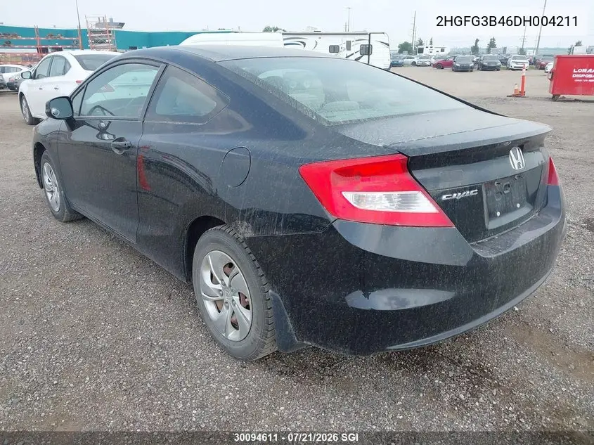 2013 Honda Civic Lx VIN: 2HGFG3B46DH004211 Lot: 30094611