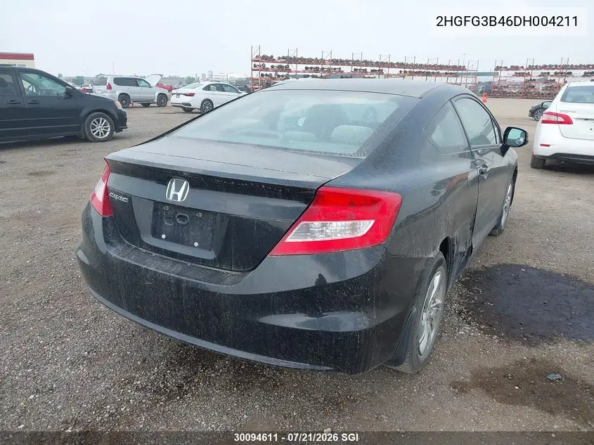 2013 Honda Civic Lx VIN: 2HGFG3B46DH004211 Lot: 30094611