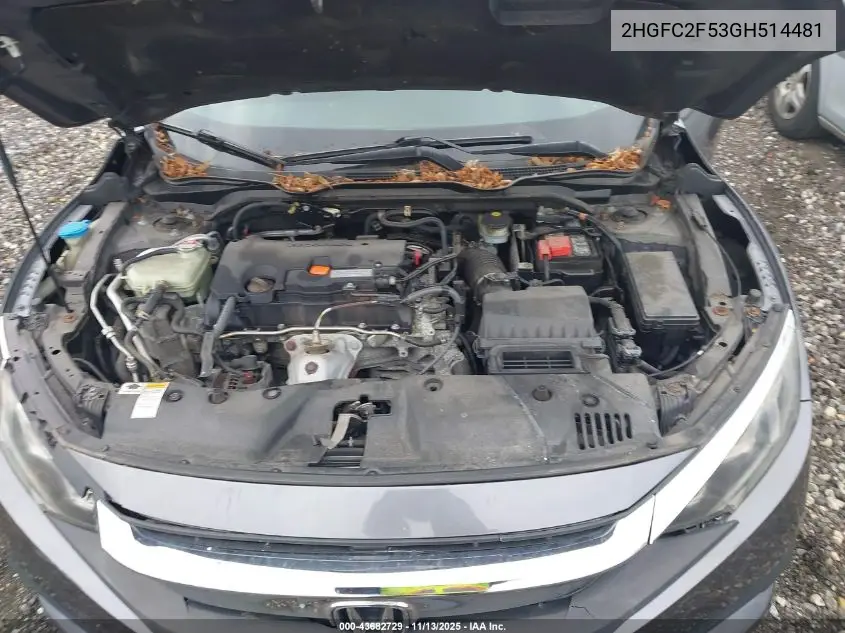 2HGFC2F53GH514481 2016 Honda Civic Lx