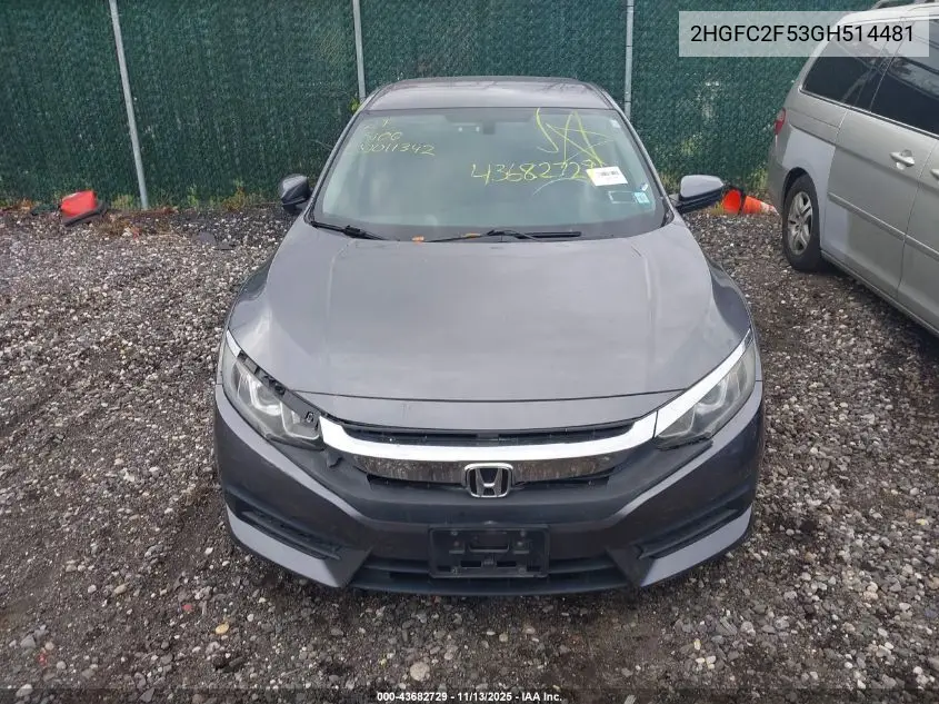 2HGFC2F53GH514481 2016 Honda Civic Lx