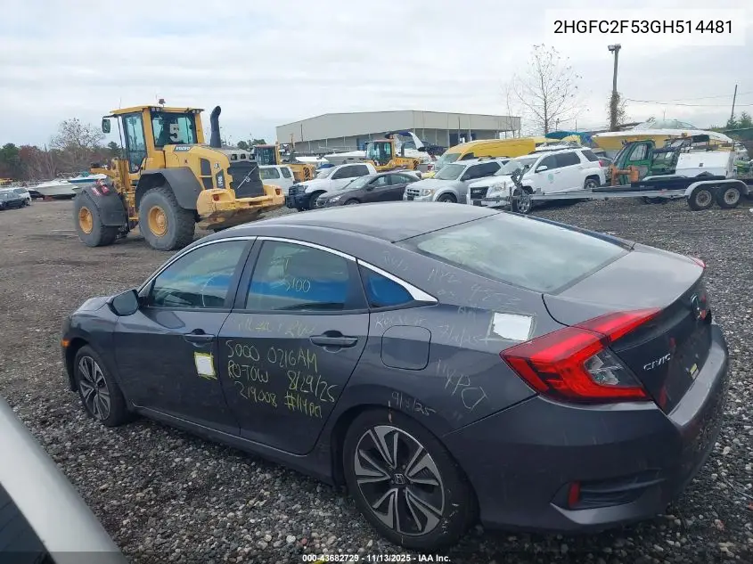 2HGFC2F53GH514481 2016 Honda Civic Lx