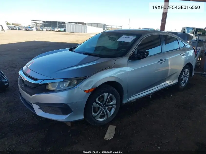 19XFC2F54GE016560 2016 Honda Civic Lx