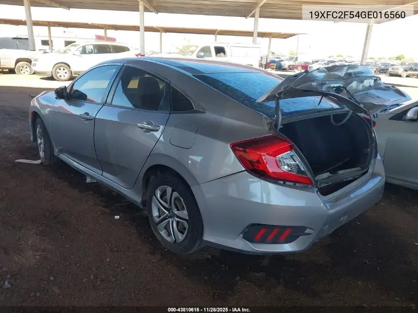 19XFC2F54GE016560 2016 Honda Civic Lx