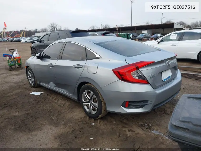 19XFC2F51GE027516 2016 Honda Civic Lx