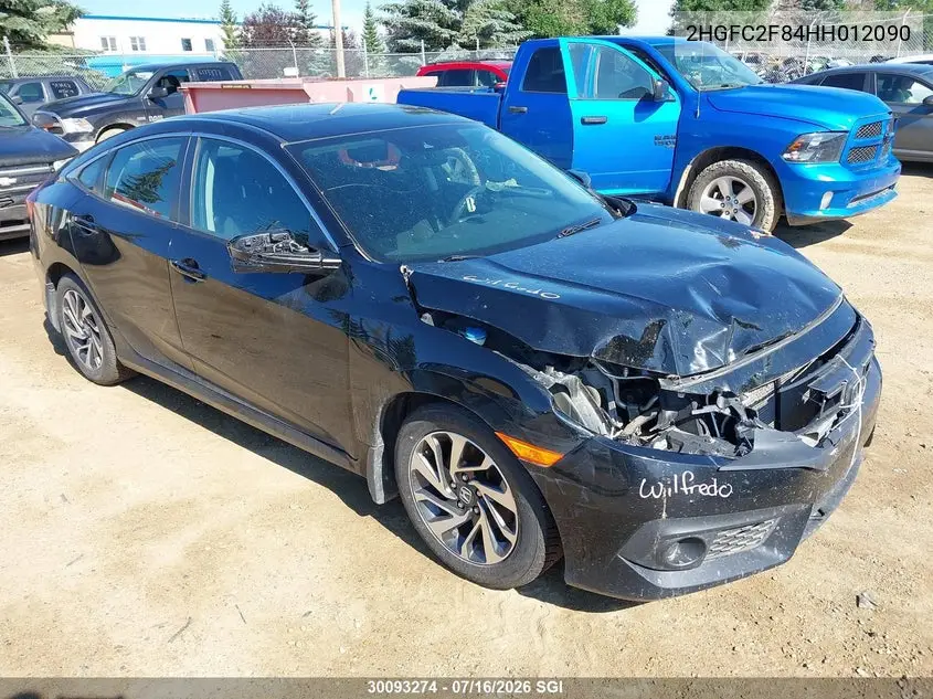2017 Honda Civic Ex VIN: 2HGFC2F84HH012090 Lot: 30093274