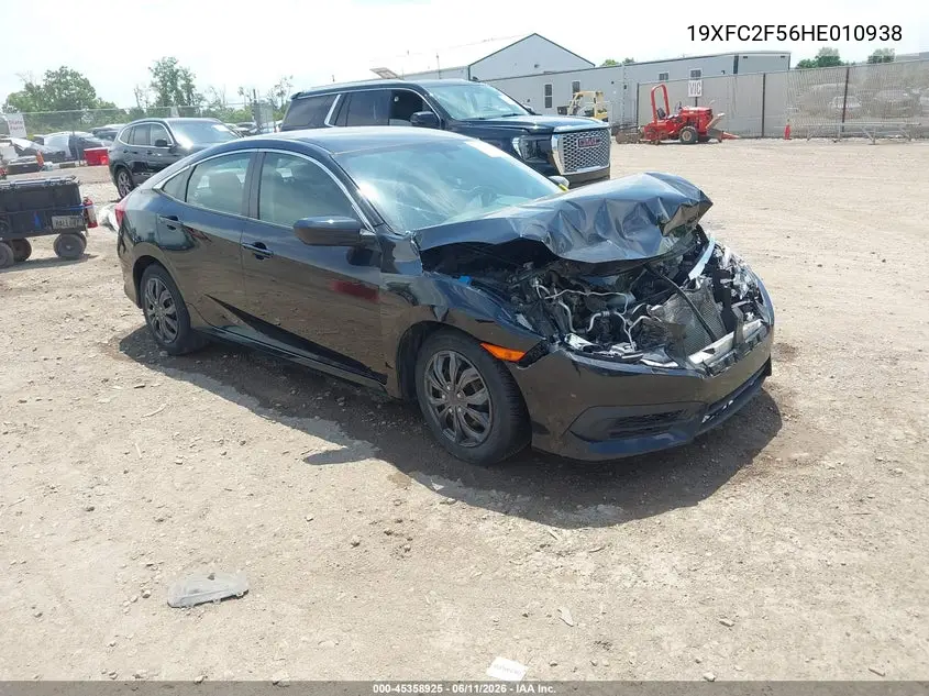2017 Honda Civic Lx VIN: 19XFC2F56HE010938 Lot: 45358925