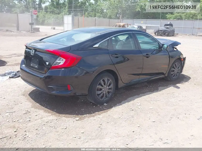 2017 Honda Civic Lx VIN: 19XFC2F56HE010938 Lot: 45358925