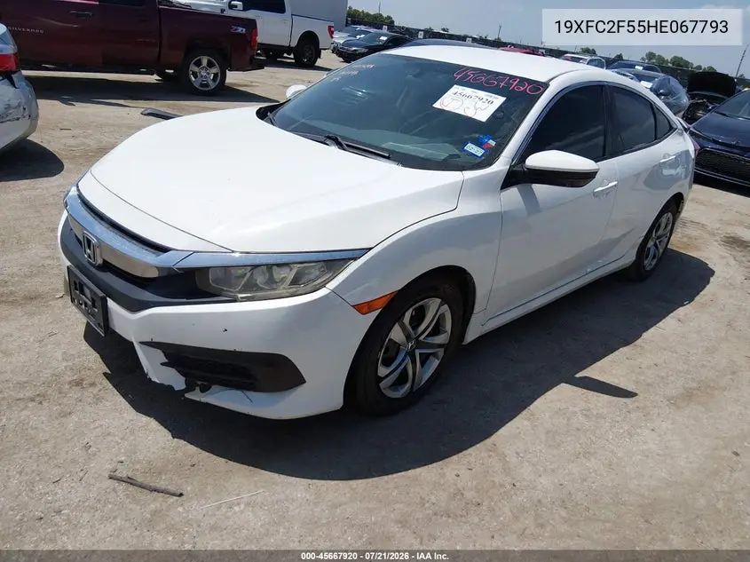 2017 Honda Civic Lx VIN: 19XFC2F55HE067793 Lot: 45667920