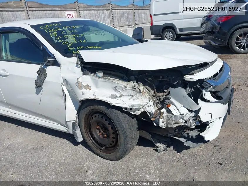 2018 Honda Civic Lx VIN: 2HGFC2E52JH016927 Lot: 12620930