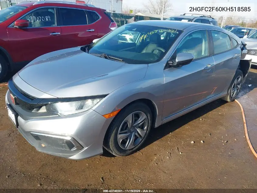 2HGFC2F60KH518585 2019 Honda Civic Lx