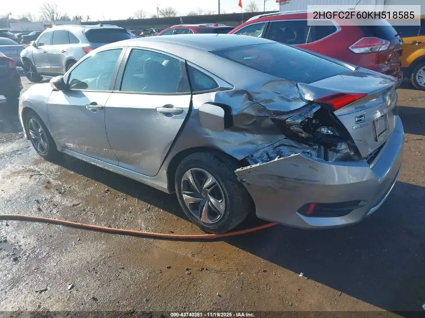 2HGFC2F60KH518585 2019 Honda Civic Lx