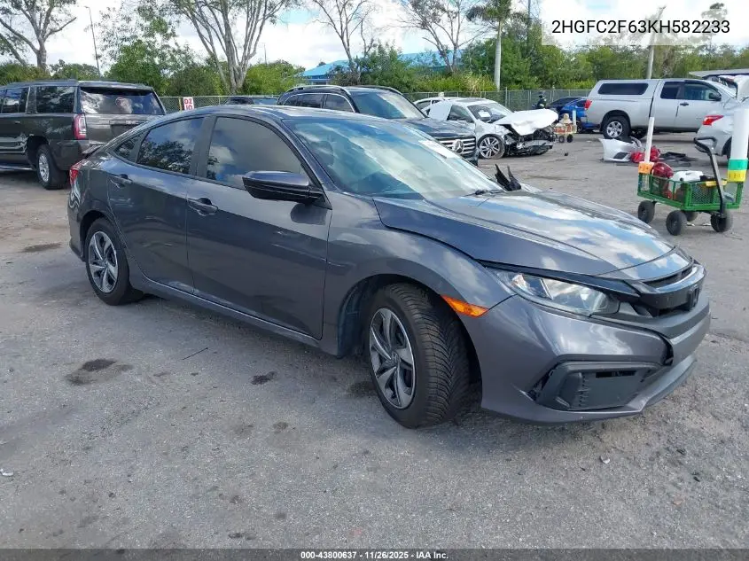 2HGFC2F63KH582233 2019 Honda Civic Lx