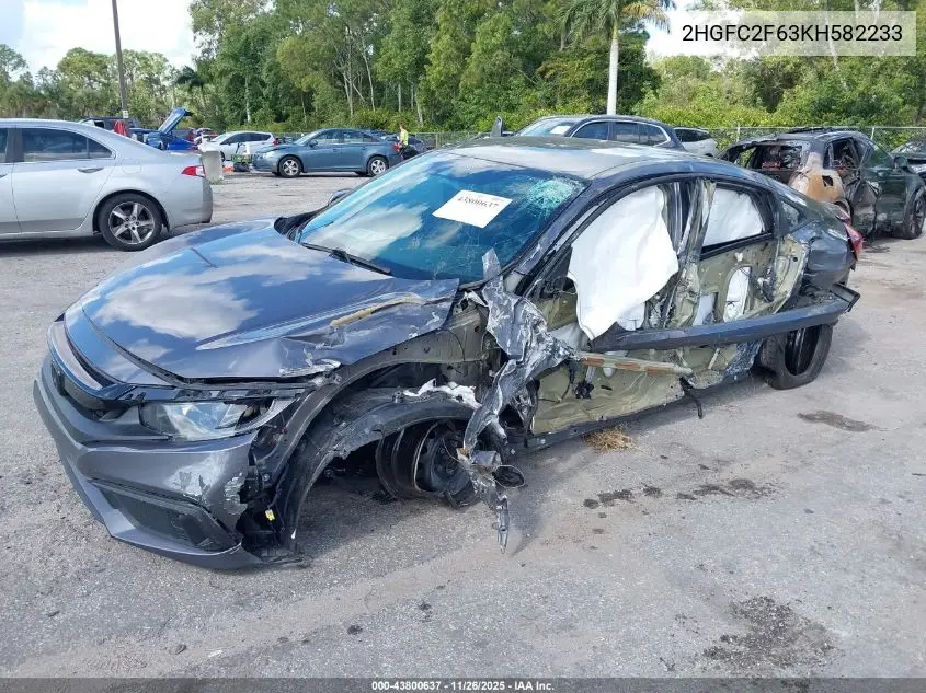 2HGFC2F63KH582233 2019 Honda Civic Lx