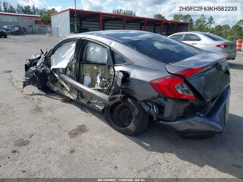 2HGFC2F63KH582233 2019 Honda Civic Lx