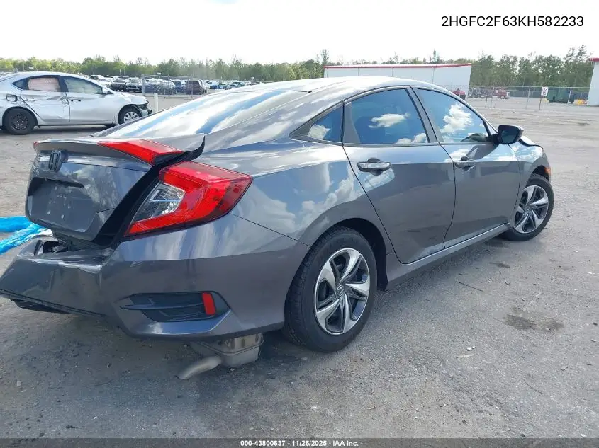2HGFC2F63KH582233 2019 Honda Civic Lx