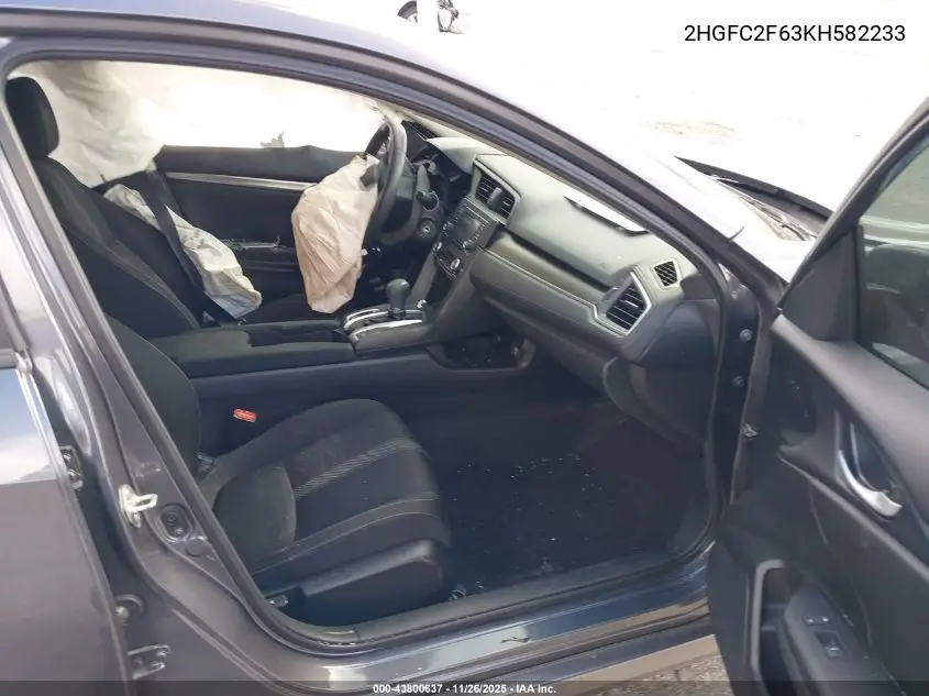 2HGFC2F63KH582233 2019 Honda Civic Lx