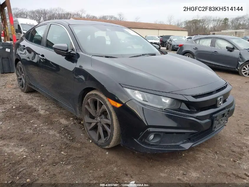 2HGFC2F83KH514144 2019 Honda Civic Sport