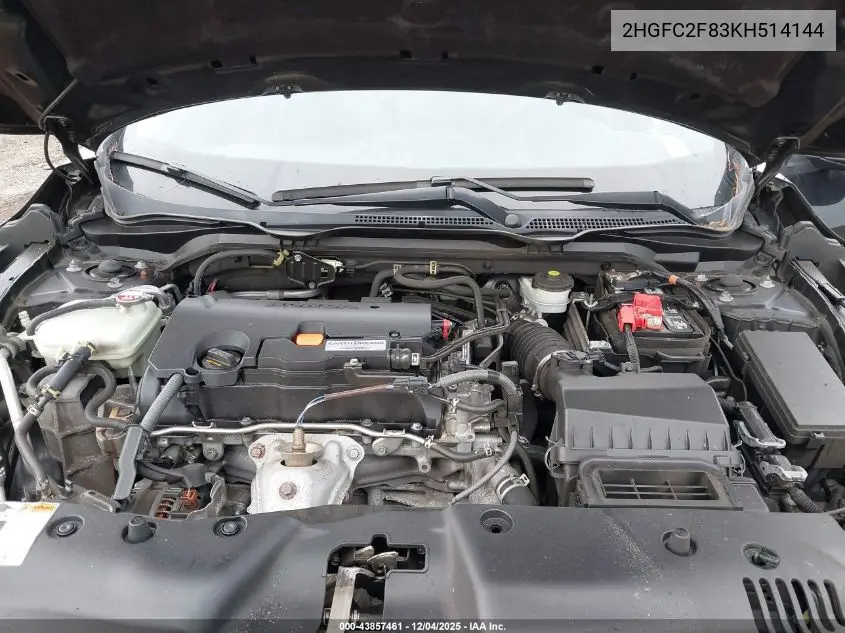 2HGFC2F83KH514144 2019 Honda Civic Sport