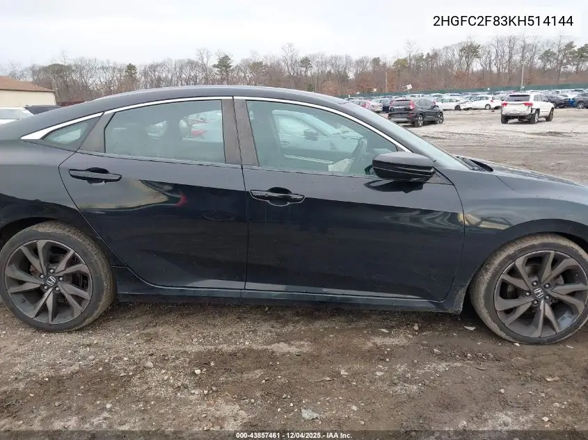 2HGFC2F83KH514144 2019 Honda Civic Sport