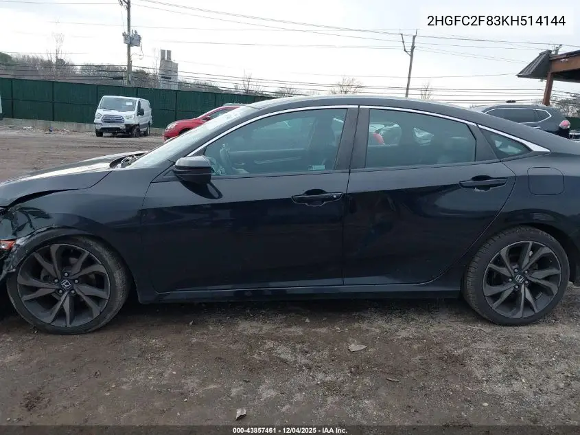 2HGFC2F83KH514144 2019 Honda Civic Sport