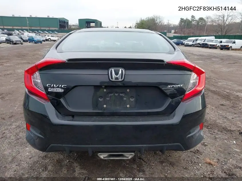2HGFC2F83KH514144 2019 Honda Civic Sport