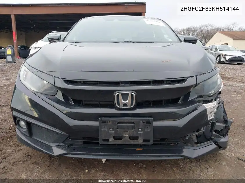 2HGFC2F83KH514144 2019 Honda Civic Sport