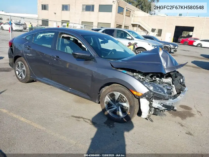 2HGFC2F67KH580548 2019 Honda Civic Lx