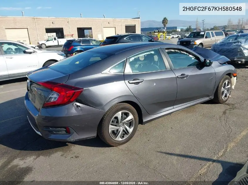 2HGFC2F67KH580548 2019 Honda Civic Lx