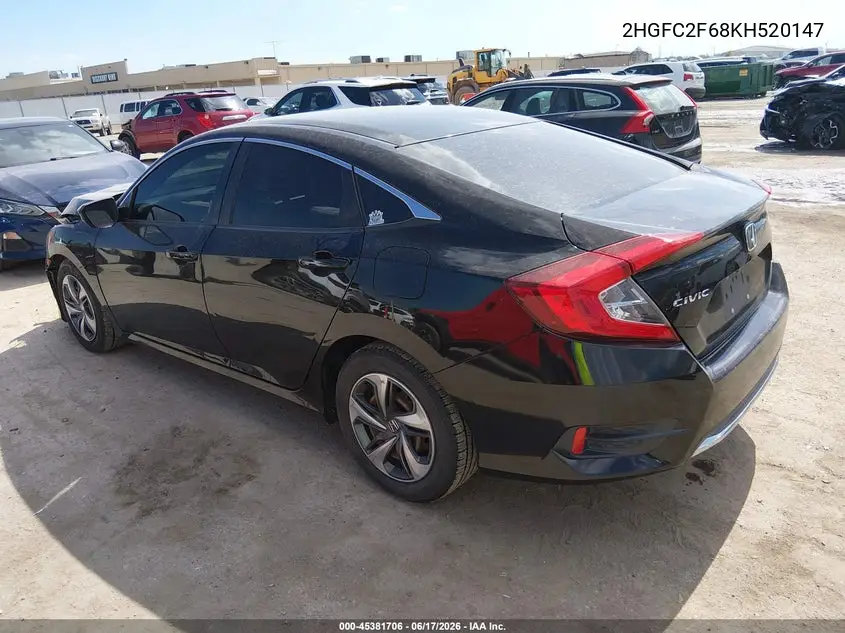 2019 Honda Civic Lx VIN: 2HGFC2F68KH520147 Lot: 45381706