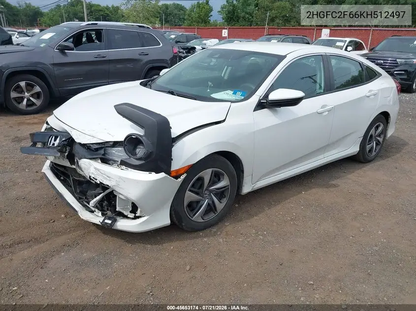 2019 Honda Civic Lx VIN: 2HGFC2F66KH512497 Lot: 45653174