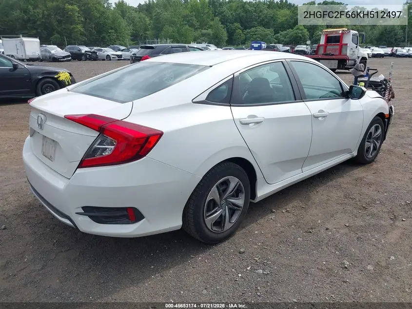 2019 Honda Civic Lx VIN: 2HGFC2F66KH512497 Lot: 45653174