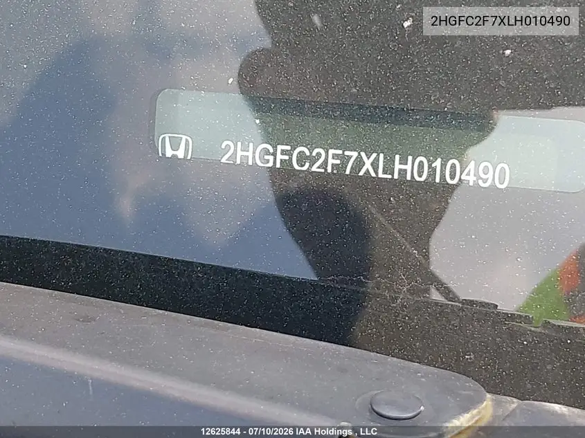 2020 Honda Civic VIN: 2HGFC2F7XLH010490 Lot: 12625844