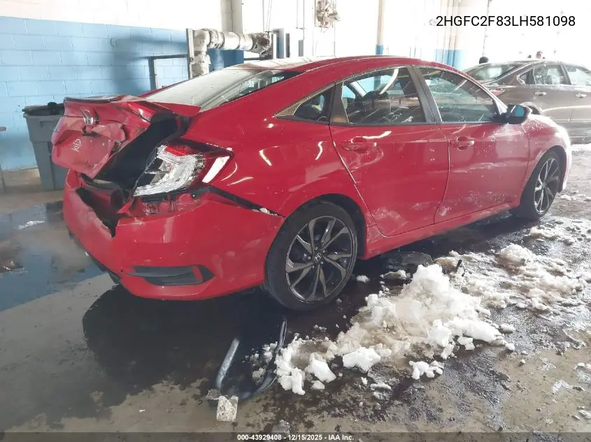 2HGFC2F83LH581098 2020 Honda Civic Sport