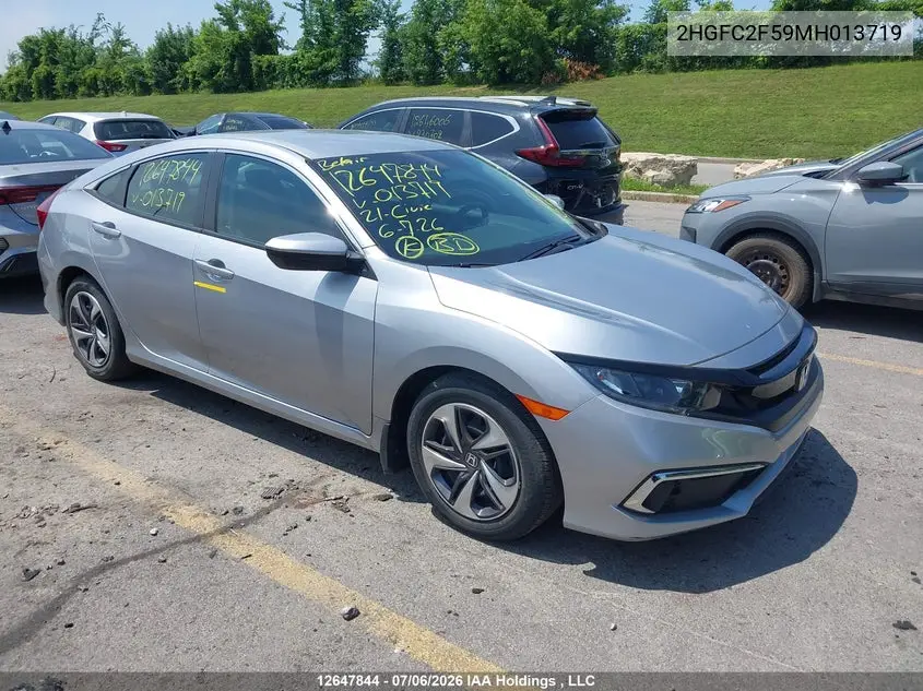 2021 Honda Civic Lx VIN: 2HGFC2F59MH013719 Lot: 12647844