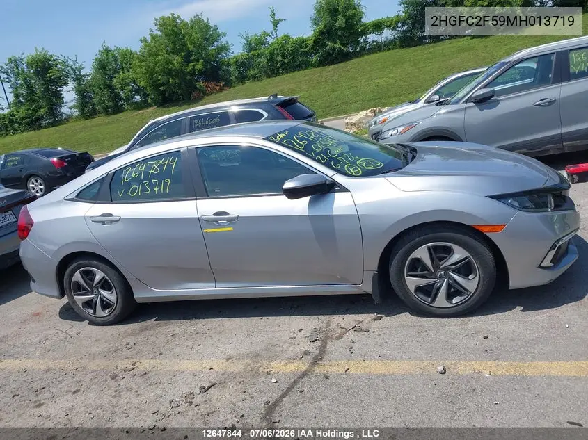2021 Honda Civic Lx VIN: 2HGFC2F59MH013719 Lot: 12647844