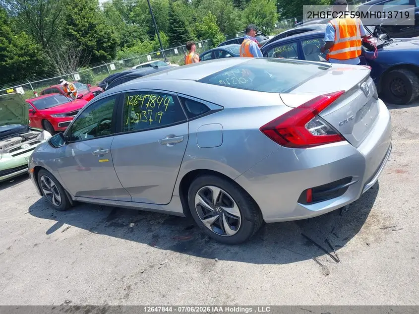2021 Honda Civic Lx VIN: 2HGFC2F59MH013719 Lot: 12647844